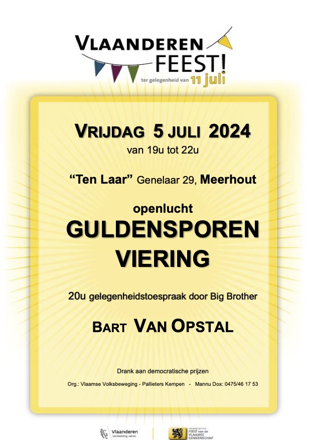 Vrijdag 5 juli: 11 juliviering VVB Pallieters-Kempen